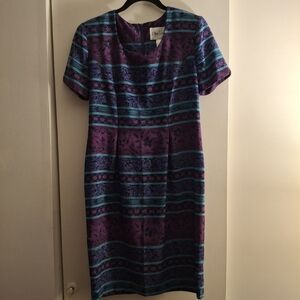 Olivia Rose Women's Vintage Blue and Purple Cap Sleeve Midi Dress